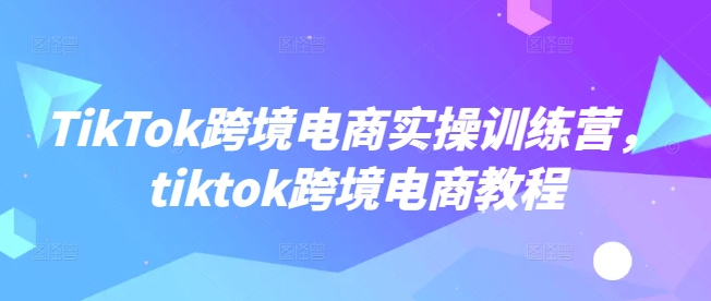 TikTok跨境电商实操训练营，tiktok跨境电商教程-网赚项目众筹网