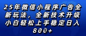 2025年微信小程序全新玩法纯小白易上手,稳定日入多张,技术全新升级,全网首发【揭秘】-网赚项目众筹网