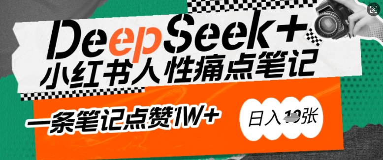AI赋能小红书爆款秘籍：用DeepSeek轻松抓人性痛点，小白也能写出点赞破万的吸金笔记，日入多张-网赚项目众筹网
