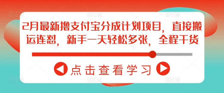 2月最新撸支付宝分成计划项目，直接搬运连怼，新手一天轻松多张，全程干货-网赚项目众筹网