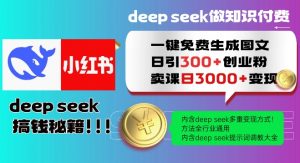 Deepseek一键免费生成小红书图文日引300+创业粉,日变现多张教程,方法全行业通用!-网赚项目众筹网