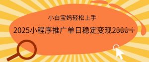 2025小程序推广单日稳定变现多张,一部手机即可操作,小白宝妈轻松上手【揭秘】-网赚项目众筹网