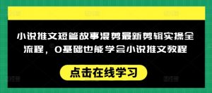 小说推文短篇故事混剪最新剪辑实操全流程,0基础也能学会小说推文教程,肯干多发日入多张-网赚项目众筹网