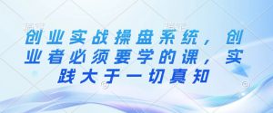 创业实战操盘系统,创业者必须要学的课,实践大于一切真知-网赚项目众筹网
