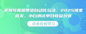 视频号直播带货自动化玩法,2025独家首发,小白测试单日收益多张【揭秘】-网赚项目众筹网