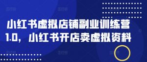 小红书虚拟店铺副业训练营1.0,小红书开店卖虚拟资料-网赚项目众筹网