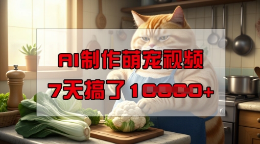 靠AI制作萌宠视频，操作简单门槛低，有手机就行，7天搞了1W-网赚项目众筹网