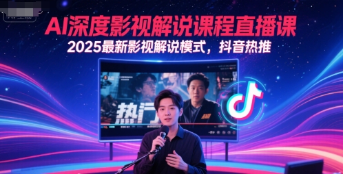 AI深度影视解说课程直播课，2025最新影视解说模式，抖音热推-网赚项目众筹网