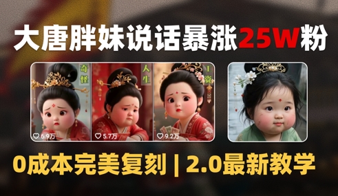 AI大唐胖贵妃说话2.0，40条视频暴涨40w粉，附独家变现攻略-网赚项目众筹网