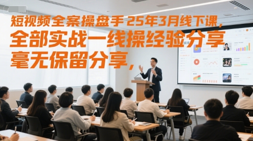 短视频全案操盘手25年3月线下课，全部实战一线操盘手经验分享，毫无保留分享，全是干货-网赚项目众筹网