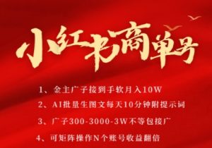 小红书商单号,AI轻松制作PLOG图文,商单接到手软3张-3k一条,每天轻松十分钟,矩阵n个账号,月入几个W-网赚项目众筹网