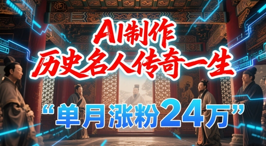 暴力起号！用AI制作历史名人传奇一生，单月涨粉24W，涨粉+变现赛道黑马来了-网赚项目众筹网
