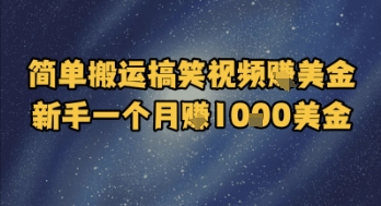 简单搬运搞笑视频挣美金，新手一个月入1k美金-网赚项目众筹网