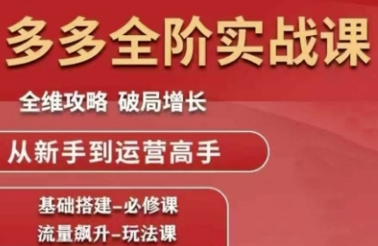 拼多多全阶实战课程，全维攻略，破局增长，从新手到运营高手-网赚项目众筹网