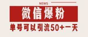 微信爆粉,私域暴力引流打法日引千粉 单号日进50+【揭秘】-网赚项目众筹网