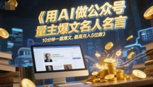 用AI做公众号流量主爆文名人名言,10分钟一篇爆文,最高月入5位数-网赚项目众筹网