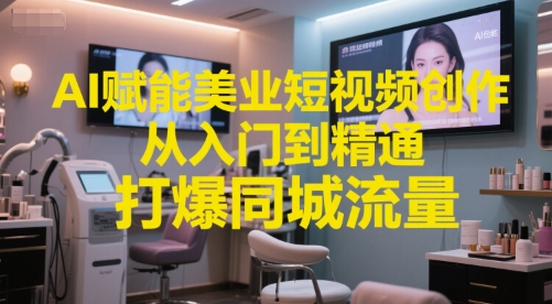 AI赋能美业短视频创作，从入门到精通，打爆同城流量，超级AI工具短视频实操落地-网赚项目众筹网