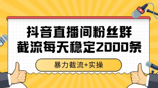 抖音直播间粉丝群暴力截流，一台电脑每天稳定2000条数据【揭秘】-网赚项目众筹网
