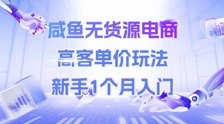 咸鱼无货源电商，高客单价玩法，新手1个月入门-网赚项目众筹网
