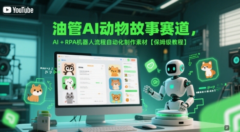 油管AI动物故事赛道，AI+RPA机器人流程自动化制作素材【保姆级教程】-网赚项目众筹网
