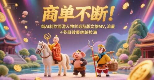 商单不断！纯AI制作西游人物羊毛毡版文旅MV，流量+节目效果统统拉满-网赚项目众筹网