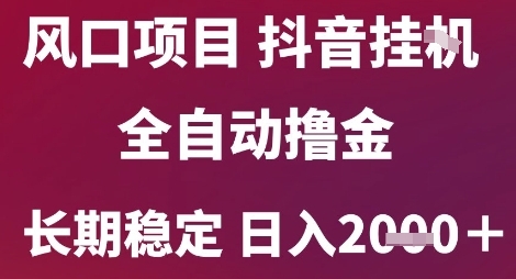 风口项目，六月最新玩法抖音无人挂G，全自动撸金，长期稳定 日入2k+【揭秘】-网赚项目众筹网