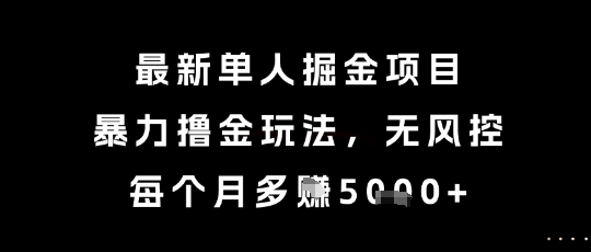 最新单人掘金项目，暴力撸金玩法，无风控，每个月多挣5k+【揭秘】-网赚项目众筹网