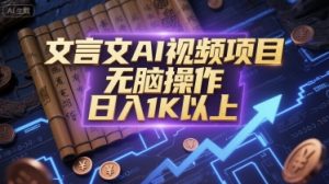 文言文AI视频项目，无脑操作，日入1K以上-网赚项目众筹网