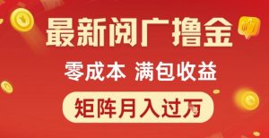 最新阅广撸金项目,零成本满包收益,可矩阵操作,月入过1W【揭秘】-网赚项目众筹网