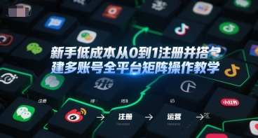 新手低成本从0到1注册并搭建多账号全平台矩阵操作教学，手机号-邮箱-IP-工具-网赚项目众筹网