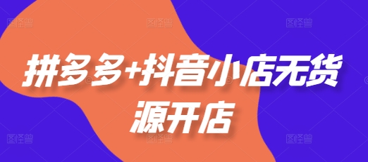 拼多多+抖音小店无货源开店，包括：选品、运营、基础、付费推广、爆款案例等(更新25年6月)-网赚项目众筹网