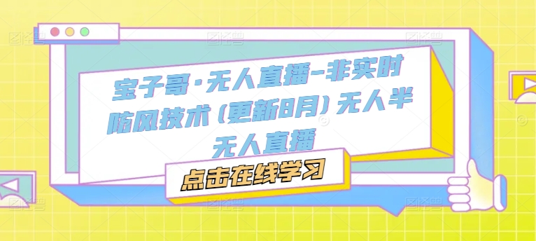 宝子哥·无人直播-非实时防风技术(更新25年6月)无人半无人直播-网赚项目众筹网