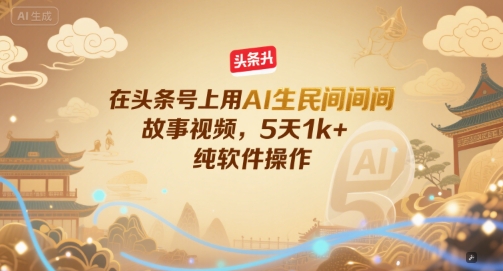 在头条号上用AI生民间故事视频，5天1k+，纯软件操作-网赚项目众筹网