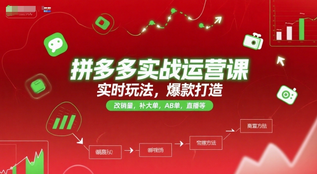拼多多实战运营课，实时玩法，爆款打造，改销量，补大单，AB单，直播等（更新2025月）-网赚项目众筹网
