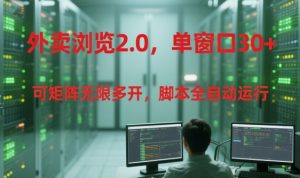 外卖浏览2.0,单窗口30+可矩阵无限多开,脚本全自动运行【揭秘】-网赚项目众筹网