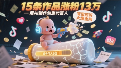 用AI制作幼崽代言人，宝宝的控诉火爆全网，15条作品涨粉13W，单号月入5位数实操教程-网赚项目众筹网