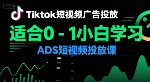Tiktok短视频广告投放，适合0-1小白学习ADS短视频投放课-网赚项目众筹网