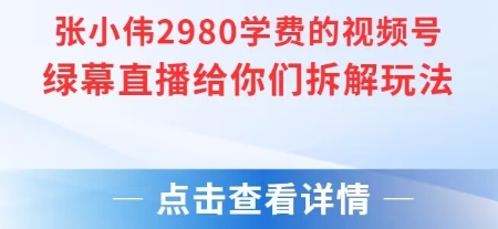 张小伟2980付费额视频号绿幕直播给你们拆解玩法-网赚项目众筹网
