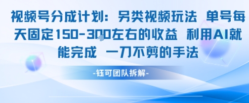 视频号分成另类视频玩法单号每天固定150左右的收益利用AI就能完成一刀不剪的手法-网赚项目众筹网