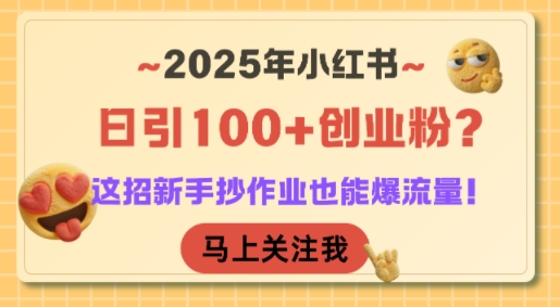 2025年小红书日引100+创业粉？这招新手抄作业也能爆流量！-网赚项目众筹网