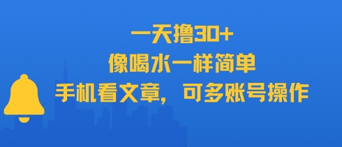 一天撸30+，像喝水一样简单，手机看文章，可多账号操作-网赚项目众筹网