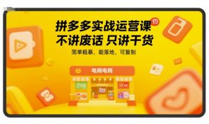 拼多多实战运营课,不讲废话只讲干货,简单粗暴,能落地,可复制-网赚项目众筹网