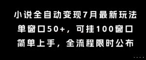 小说全自动变现7月玩法,单窗口50+,可挂100窗口,简单上手,全流程限时公布【揭秘】-网赚项目众筹网