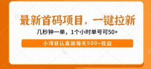 最新首码项目,操作最简单,收益高,一键拉新,1个小时单号可50+,小项目认真做每天5张+收益【揭秘】-网赚项目众筹网