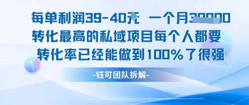 每单利润40一个月7k+转化最高的私域项目，每个人都要的产品转化率已经能做到100%-网赚项目众筹网
