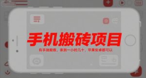 手机搬砖项目,有手就能做,亲测一小时几十,苹果安卓都可以-网赚项目众筹网