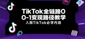TikTok全链路0-1变现路径教学,入局TikTok必学内容-网赚项目众筹网