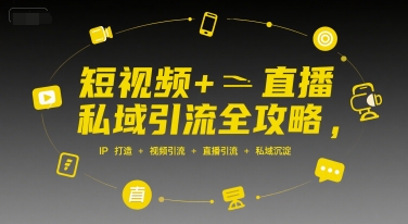 短视频+直播私域引流全攻略，IP打造 +视频引流 +直播引流 +私域沉淀-网赚项目众筹网