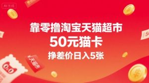靠零撸淘宝天猫超市50元猫卡,挣差价日入5张-网赚项目众筹网
