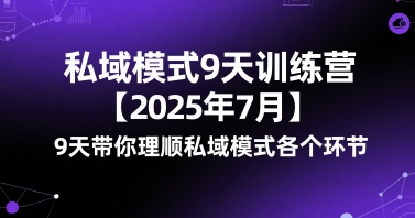 私域模式9天训练营【2025年7月】​9天带你理顺私域模式各个环节-网赚项目众筹网